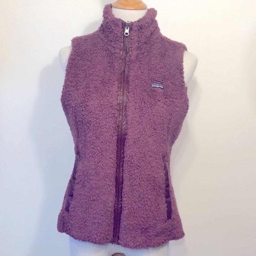 VTG-PATAGONIA-Los Gatos Mauve Pink Reversible Boho Fleece Zip Jacket/Coat Small